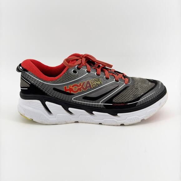 Hoka One One Other - Hoka One One Conquest 3 Road Running Shoes Men’s 9.5 Black/Red Athletic Sneakers